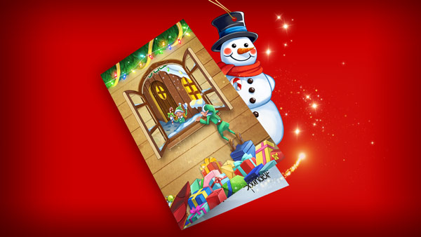 Christmas Card Signed by the Elves with Ornament