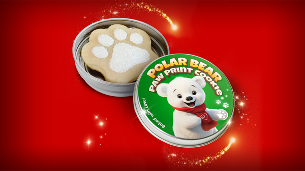 Polar Bear Paw Print Cookie in Tin