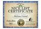 Personalized Nice List Certificate